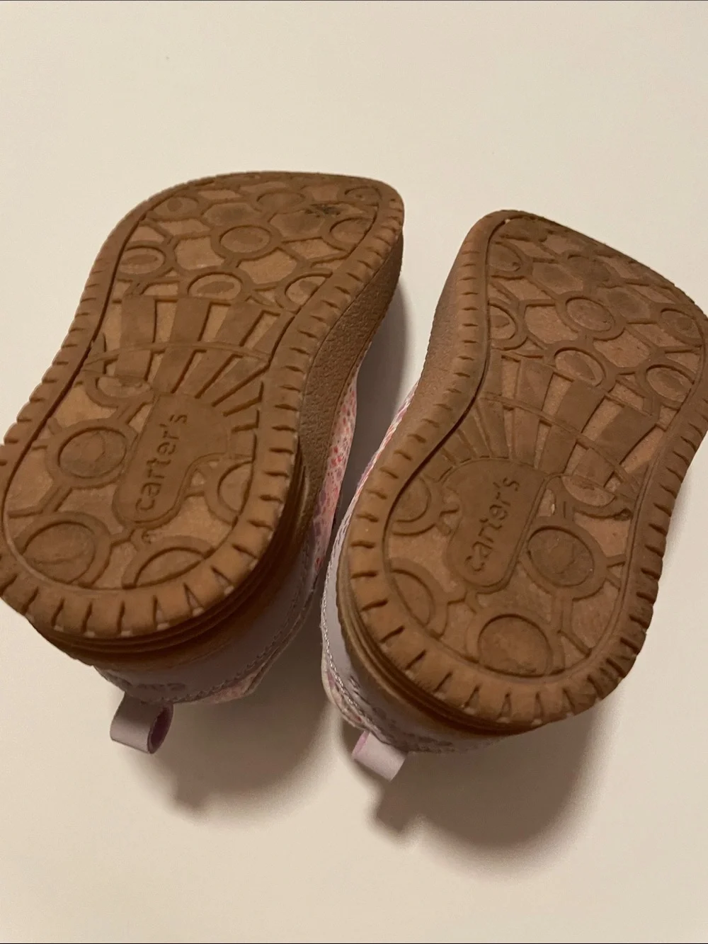 Carter’s Toddler Size 10 Floral Light Purple Sneakers Faux Laces Velcro Strap